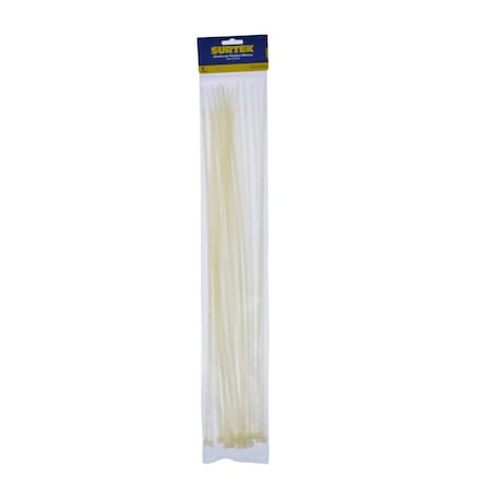 Surtek Cable Tie, 17-23/32 in L, White, Plastic, 60 lb Strength 114216